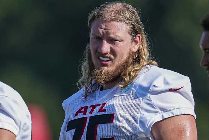 Atlanta Falcons right tackle Kaleb McGary won't play Sunday against the Carolina Panthers.
